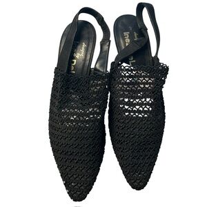 Inez De Lisa Size 8 Woven Macrame Slingback Heels Coastal‎ Preppy Pointed Toe